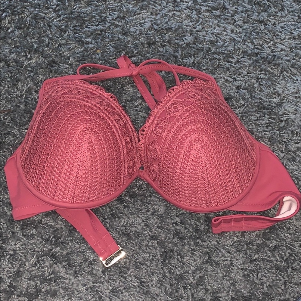 Mauve-Pink Crochet Bikini Top